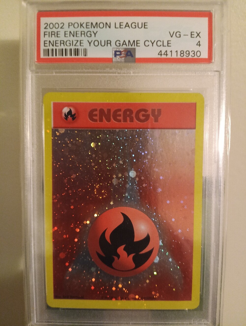 2002 POKEMON LEAGUE FIRE ENERGY VG-EX ENERGIZE YOUR GAME CYCLE PSA 4